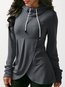 Standard Straight Casual Polyester Ruffle Hoodie (Style V100814)