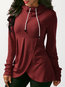 Standard Straight Casual Polyester Ruffle Hoodie (Style V100814)