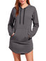 Long Slim Plain Cotton Blends Pockets Hoodie (Style V100832)