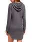 Long Slim Plain Cotton Blends Pockets Hoodie (Style V100832)