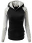 Hooded Casual Color Block Cotton Blends Patchwork Hoodie (Style V100836)
