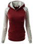 Hooded Casual Color Block Cotton Blends Patchwork Hoodie (Style V100836)