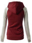 Hooded Casual Color Block Cotton Blends Patchwork Hoodie (Style V100836)