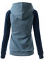 Hooded Casual Color Block Cotton Blends Patchwork Hoodie (Style V100836)