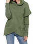 Loose Date Night Plain Cotton Blends Asymmetrical Hoodie (Style V100840)