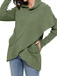 Loose Date Night Plain Cotton Blends Asymmetrical Hoodie (Style V100840)