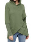 Loose Date Night Plain Cotton Blends Asymmetrical Hoodie (Style V100840)