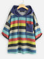 Hooded Standard Striped Polyester Pockets Hoodie (Style V100842)