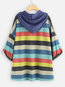Hooded Standard Striped Polyester Pockets Hoodie (Style V100842)