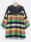 Hooded Standard Striped Polyester Pockets Hoodie (Style V100842)