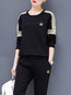 Round Neck Standard Straight Color Block Polyester Sweatshirts (Style V100851)