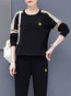 Round Neck Standard Straight Color Block Polyester Sweatshirts (Style V100851)