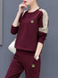 Round Neck Standard Straight Color Block Polyester Sweatshirts (Style V100851)