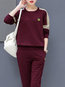 Round Neck Standard Straight Color Block Polyester Sweatshirts (Style V100851)