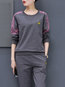 Round Neck Standard Straight Color Block Polyester Sweatshirts (Style V100851)