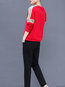 Round Neck Standard Straight Color Block Polyester Sweatshirts (Style V100851)