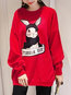 Round Neck Loose Cute Cotton Pattern Sweatshirts (Style V100853)