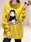 Round Neck Loose Cute Cotton Pattern Sweatshirts (Style V100853)