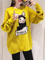 Round Neck Loose Cute Cotton Pattern Sweatshirts (Style V100853)