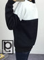 Round Neck Loose Casual Plain Patchwork Sweatshirts (Style V100855)
