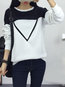 Round Neck Loose Casual Plain Patchwork Sweatshirts (Style V100855)