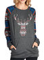 Round Neck Standard Animal Cotton Blends Patchwork Sweatshirts (Style V100856)