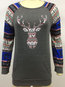 Round Neck Standard Animal Cotton Blends Patchwork Sweatshirts (Style V100856)