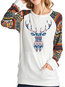 Round Neck Standard Animal Cotton Blends Patchwork Sweatshirts (Style V100856)