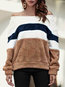 Off The Shoulder Standard Loose Date Night Patchwork Sweatshirts (Style V100859)