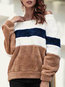 Off The Shoulder Standard Loose Date Night Patchwork Sweatshirts (Style V100859)