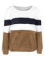 Off The Shoulder Standard Loose Date Night Patchwork Sweatshirts (Style V100859)