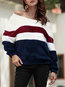Off The Shoulder Standard Loose Date Night Patchwork Sweatshirts (Style V100859)