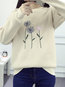 Round Neck Standard Loose Sweet Polyester Sweatshirts (Style V100862)