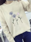 Round Neck Standard Loose Sweet Polyester Sweatshirts (Style V100862)