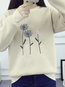 Round Neck Standard Loose Sweet Polyester Sweatshirts (Style V100862)