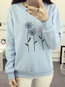 Round Neck Standard Loose Sweet Polyester Sweatshirts (Style V100862)