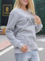 Round Neck Standard Loose Sweet Letter Sweatshirts (Style V100868)