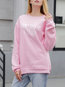 Round Neck Standard Loose Sweet Letter Sweatshirts (Style V100868)