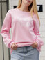 Round Neck Standard Loose Sweet Letter Sweatshirts (Style V100868)