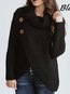 Heap Collar Standard Casual Polyester Asymmetrical Sweater (Style V100871)