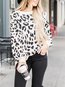 Round Neck Standard Loose Leopard Acrylic Sweater (Style V100880)
