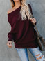 Standard Loose Date Night Plain Asymmetrical Sweater (Style V100885)