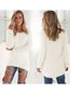 Round Neck Standard Straight Plain Spandex Sweater (Style V100889)