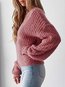 V-neck Standard Date Night Plain Polyester Sweater (Style V100899)