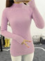 Stand Collar Standard Skinny Plain Polyester Sweater (Style V100907)