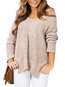 V-neck Standard Loose Plain Polyester Sweater (Style V100908)