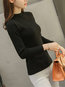 Stand Collar Skinny Casual Plain Polyester Sweater (Style V100910)