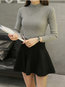 Stand Collar Skinny Casual Plain Polyester Sweater (Style V100910)