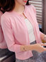 Round Neck Slim Plain Polyester Button Sweater (Style V100911)