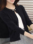 Round Neck Slim Plain Polyester Button Sweater (Style V100911)